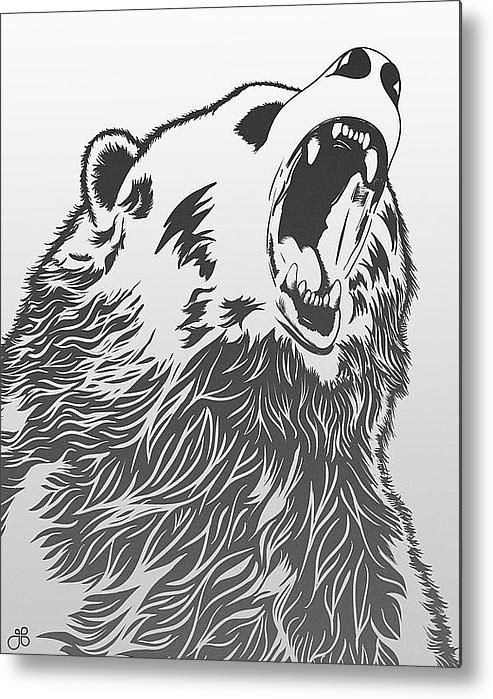 493x699 Angry Bear Metal Print - Angry Bear Drawing