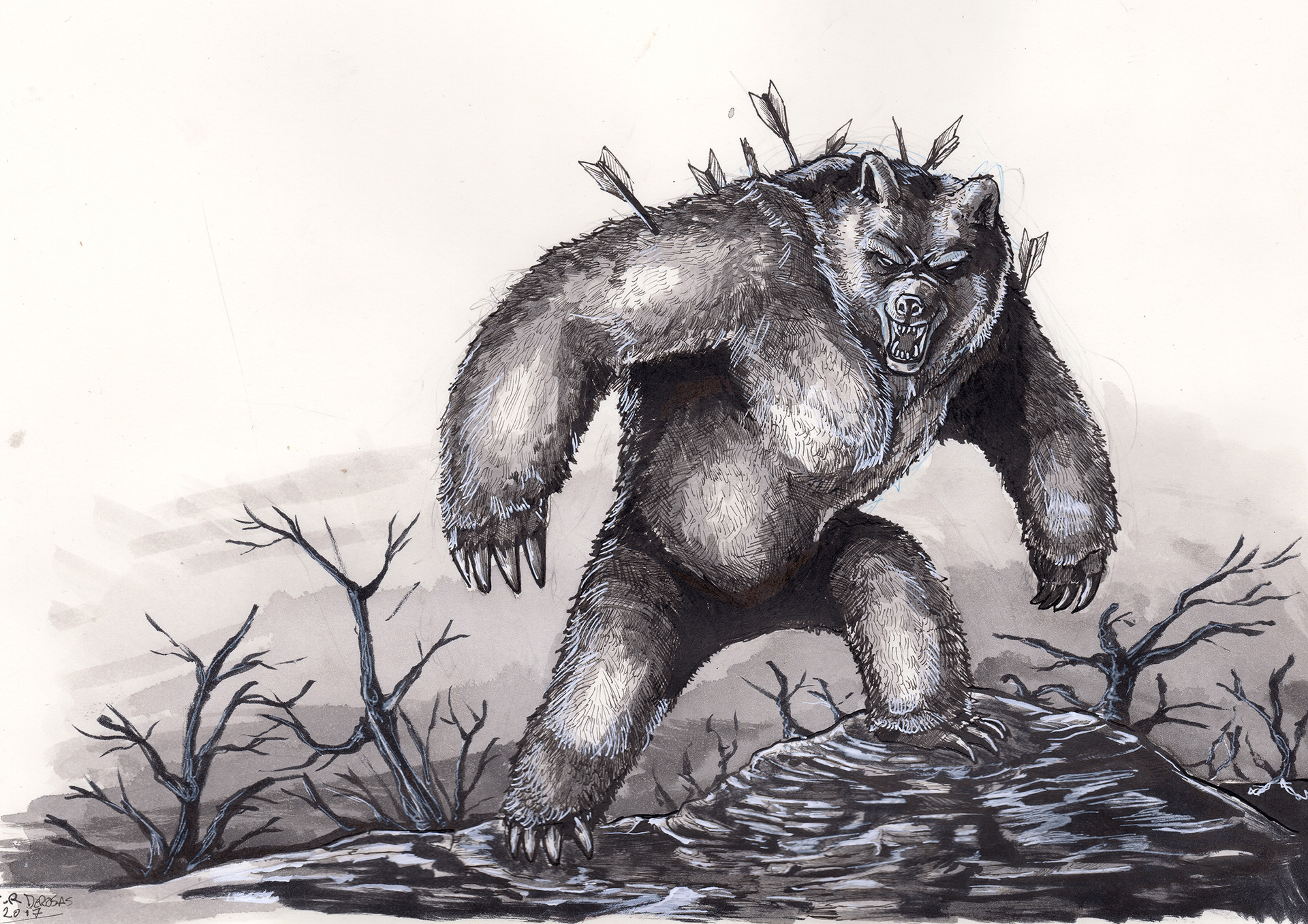 1920x1357 jean derosas - Angry Bear Drawing