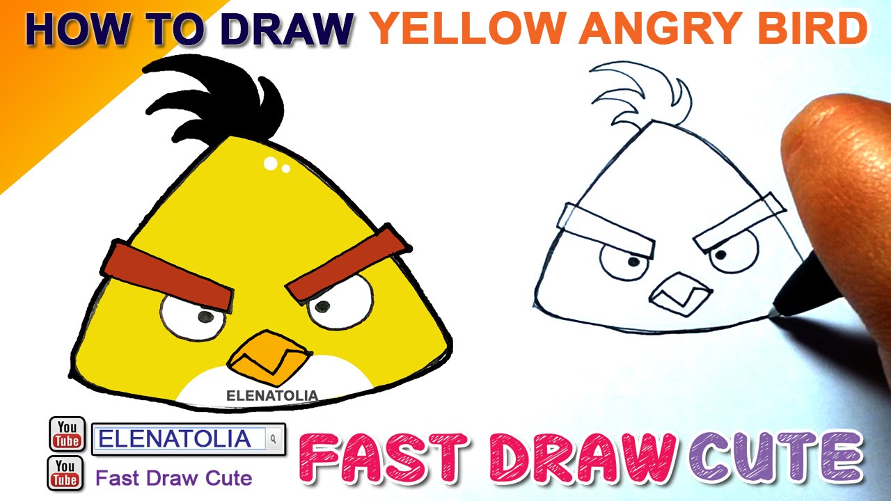 1280x720 How To Draw Yellow Angry Birds Step - Angry Bird Drawing Step By Step