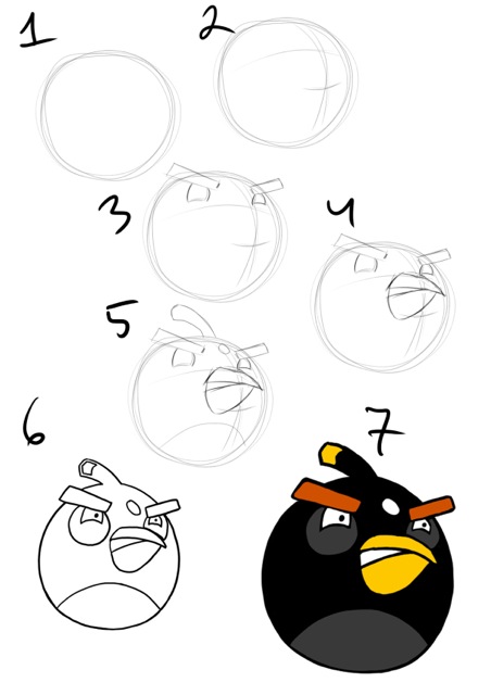 452x640 How To Draw Angry Birds Step - Angry Birds Drawing