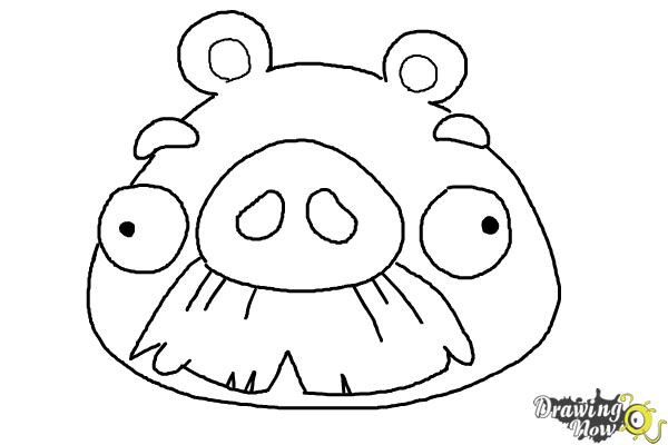 600x400 how to draw angry birds pig, foreman pig - Angry Birds Drawing Pictures