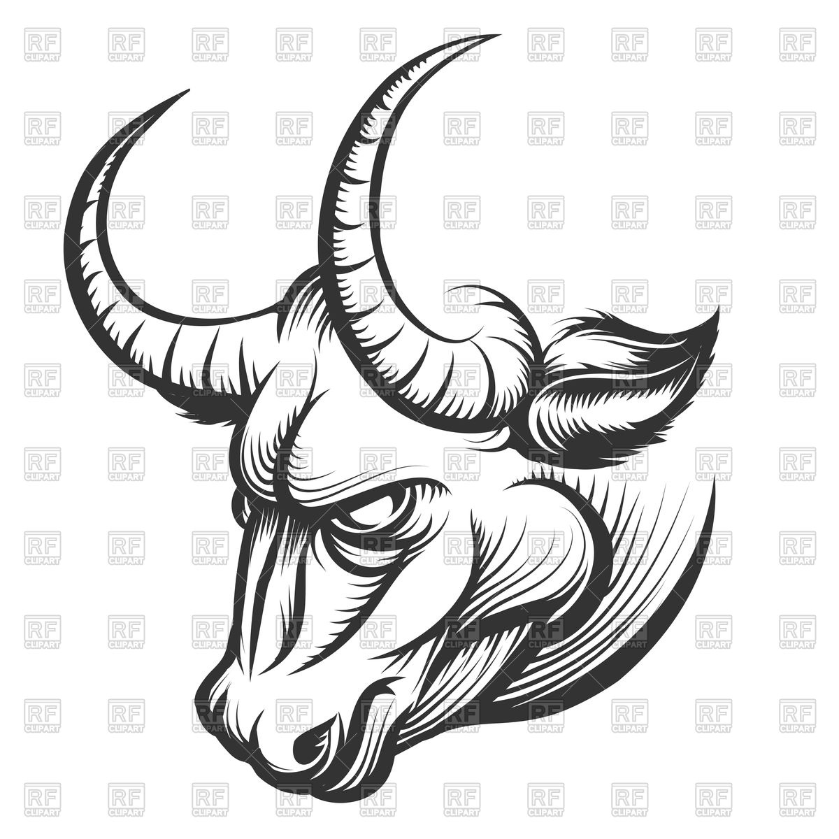 1200x1200 Angry Bull's Head Vector Image Of Plants And Animals - Angry Bull Drawing