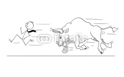 400x251 Cartoon Stick Drawing Conceptual Illustration Of Businessman - Angry Bull Drawing