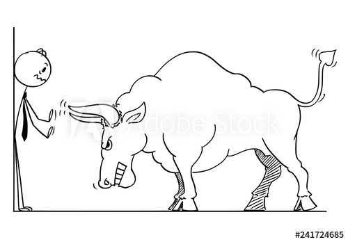 500x348 Cartoon Stick Man Drawing Conceptual Illustration Of Businessman - Angry Bull Drawing