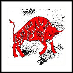 250x250 Drawing Red Angry Bull On The Grunge Digital Art - Angry Bull Drawing