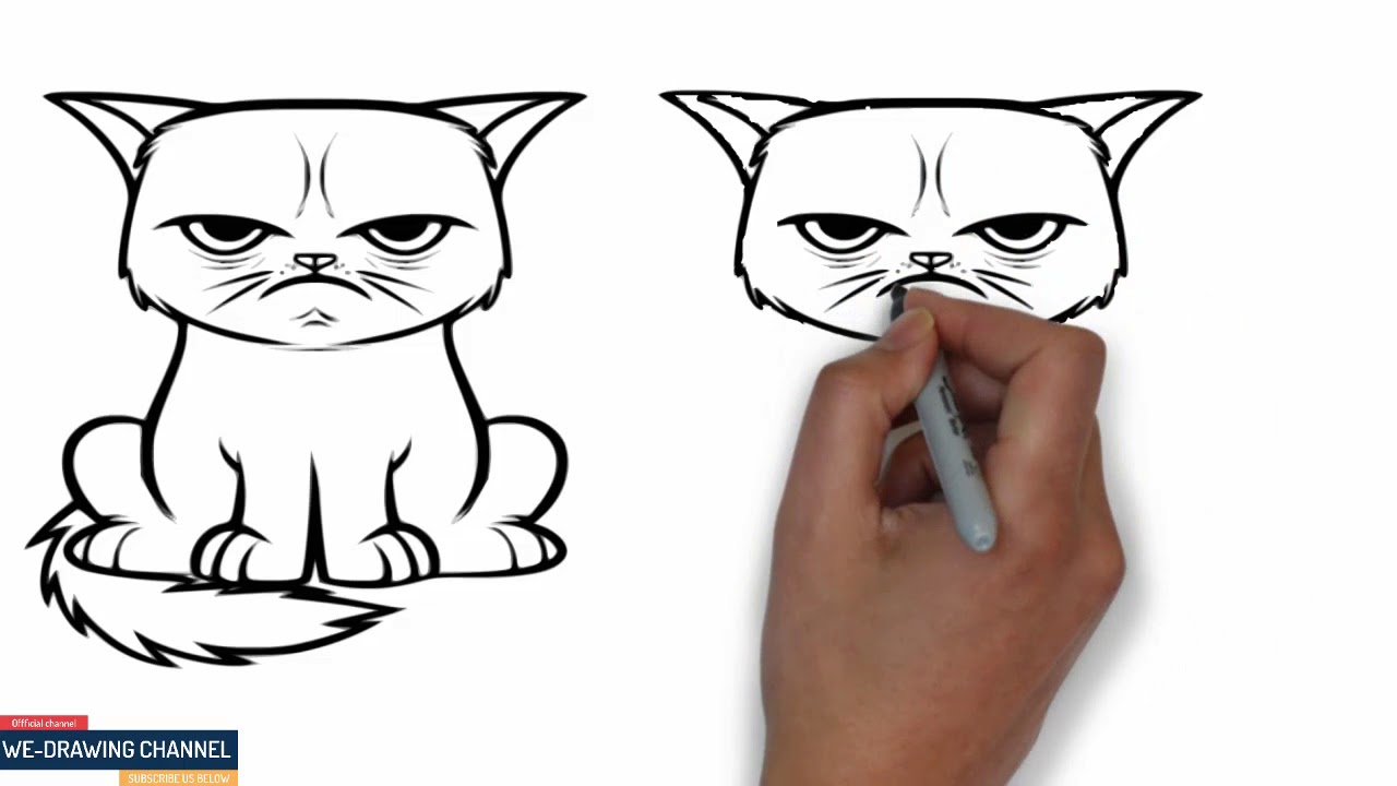 1280x720 We Drawing How To Drawing Angry Cat For Kids - Angry Cat Drawing