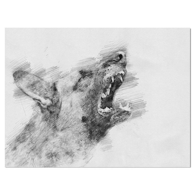 800x800 east urban home 'black and white angry dog' drawing print - Angry Dog Drawing