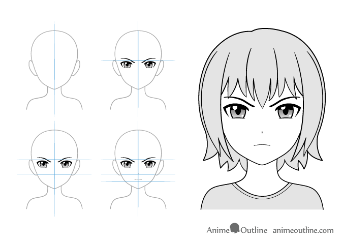 675x480 Anime Facial Expressions Chart Drawing Tutorial - Angry Face Drawing