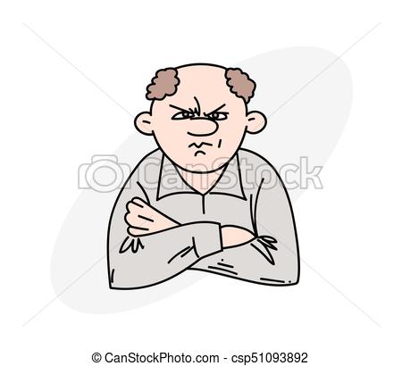 450x410 Angry Man With Folded Arms Cartoon Hand Drawn Image Original - Angry Man Drawing