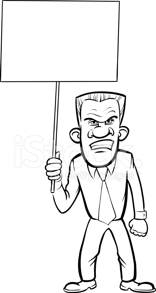 547x1024 Whiteboard Drawing Cartoon Angry Businessman With Blank Placar - Angry Person Drawing