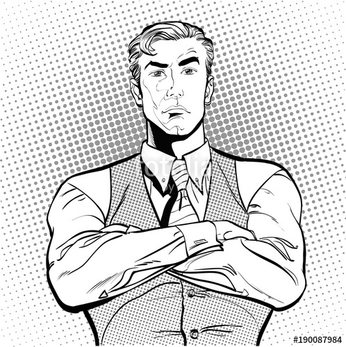 498x500 a businessman with hands crossed angry businessman angry men - Angry Person Drawing