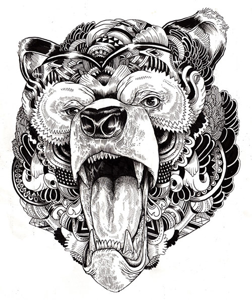 500x595 Incredibly Detailed Animal Illustrations - Animal Drawing Art