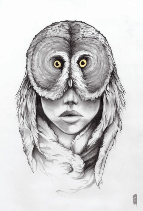 480x709 half human half animal spirit animal art art, owl art, art - Animal Drawing Art