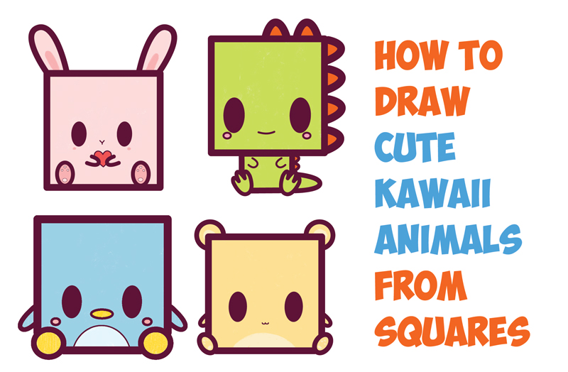 800x524 How To Draw Cute Kawaii Chibi Cartoon Characters From The Square - Animal Drawing Drawing