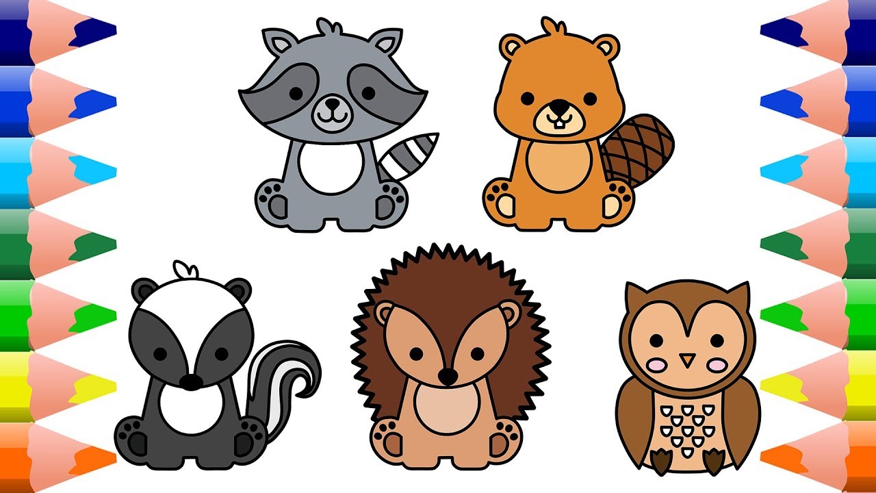1280x720 Woodland Baby Animals Drawing For Kids - Animal Drawing Drawing