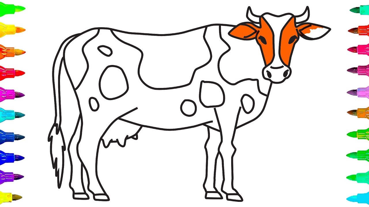 1280x720 High Tech Animal Drawings For Kids To Color How Draw And A Cow - Animal Drawing For Kids