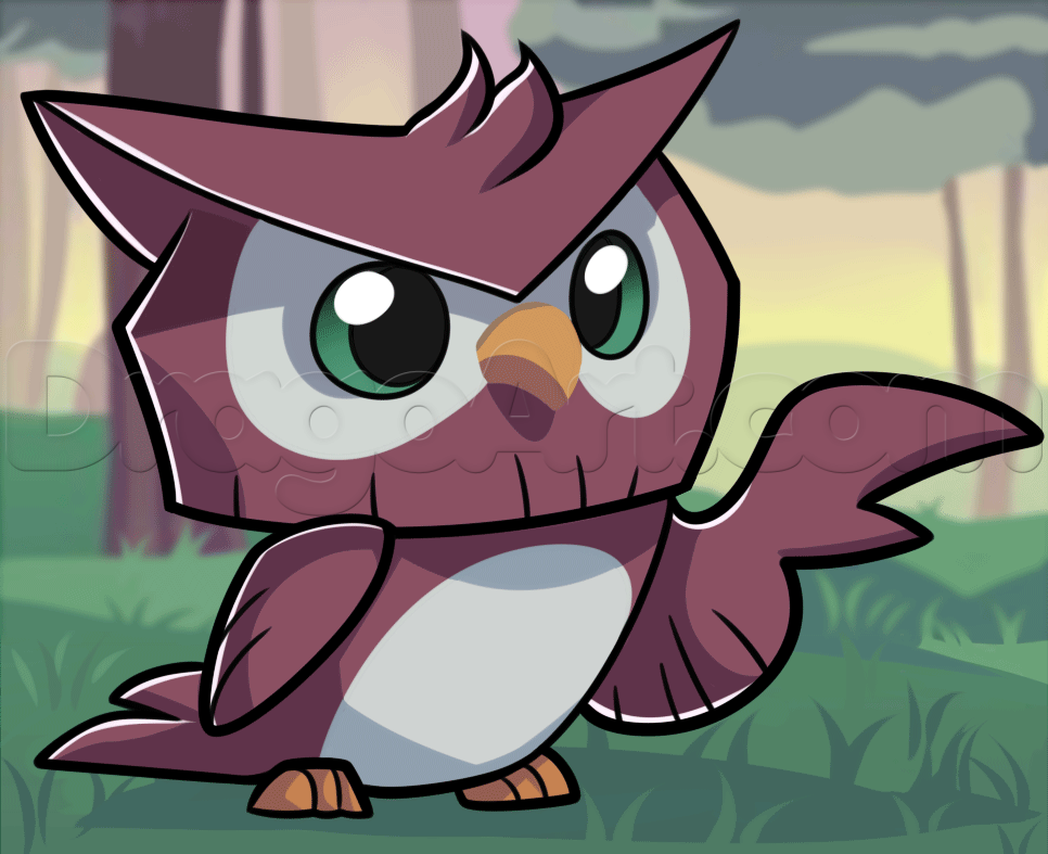 966x787 How To Draw An Animal Jam Owl, Step - Animal Drawing Games