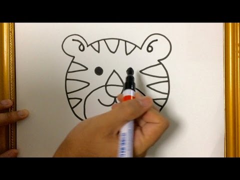 480x360 Simple Lesson How To Draw Animal Tiger Face Using Marker Pen - Animal Face Drawing