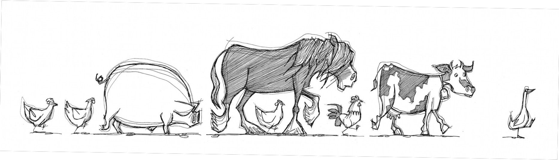 Best Farm Animals Drawing Sketch with Pencil