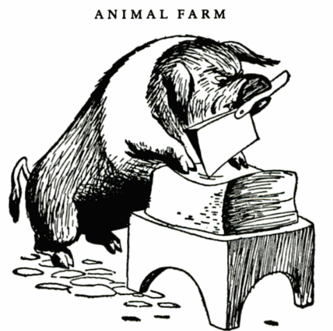 480x477 Grammaticality - Animal Farm Drawing