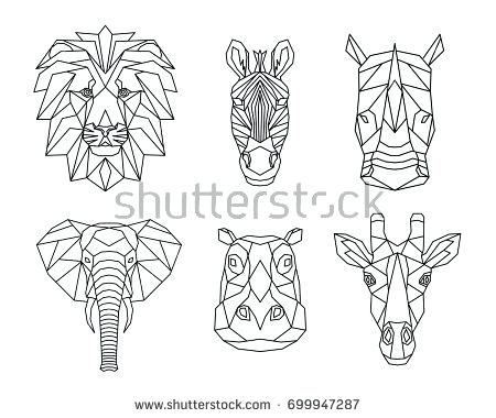 450x380 Geometric Animal Head Vector Mask E Wall Art Decor Follixinfunciona - Animal Head Drawings
