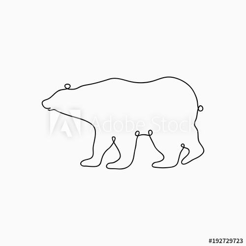 500x500 Bear One Line Drawing Continuous Line Animal Print Hand Drawn - Animal Line Drawings