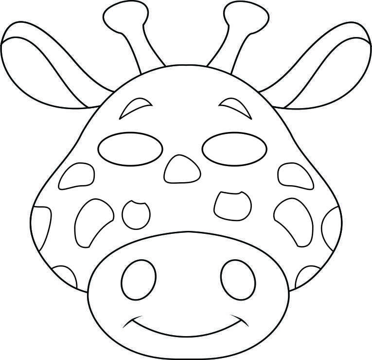 765x739 safari animal cutouts vbs jungle animal mask giraffe bw - Animal Mask Drawing