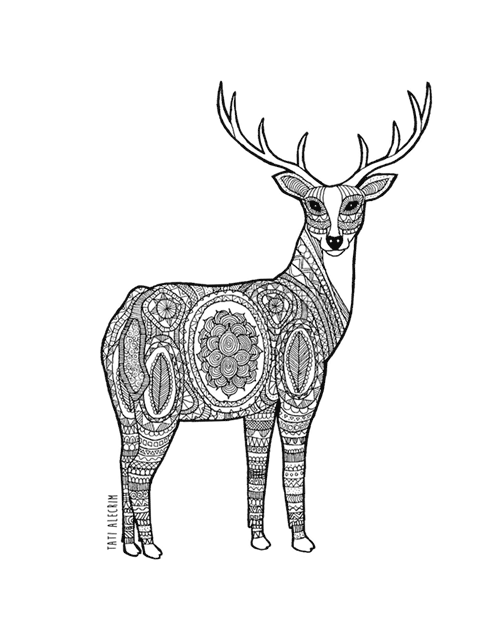 500x625 Animal Pattern Deer Tati Alecrim - Animal Patterns Drawing