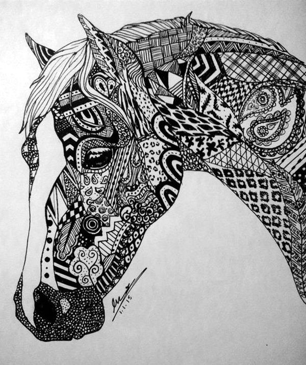 600x717 Absolutely Beautiful Zentangle Patterns For Many Uses Pen - Animal Patterns Drawing