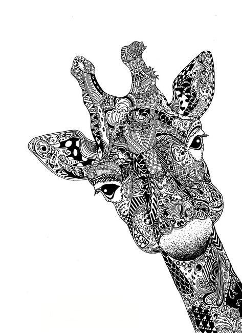 473x650 Giraffe Illustration Caught My Eye Because Of All The Small - Animal Patterns Drawing