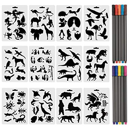 425x425 Cocode Set Of Animal Stencils With Colored - Animal Patterns Drawing