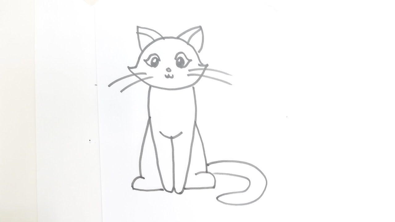 1280x720 How To Draw A Cartoon Cat Sitting - Animated Cat Drawings