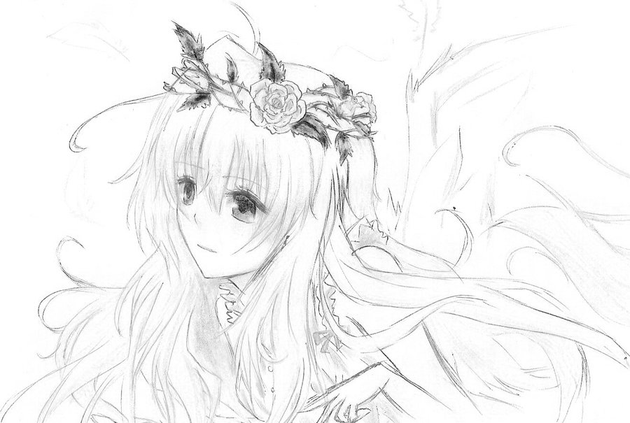 900x605 Anime Drawings Of Angels - Anime Angel Drawing