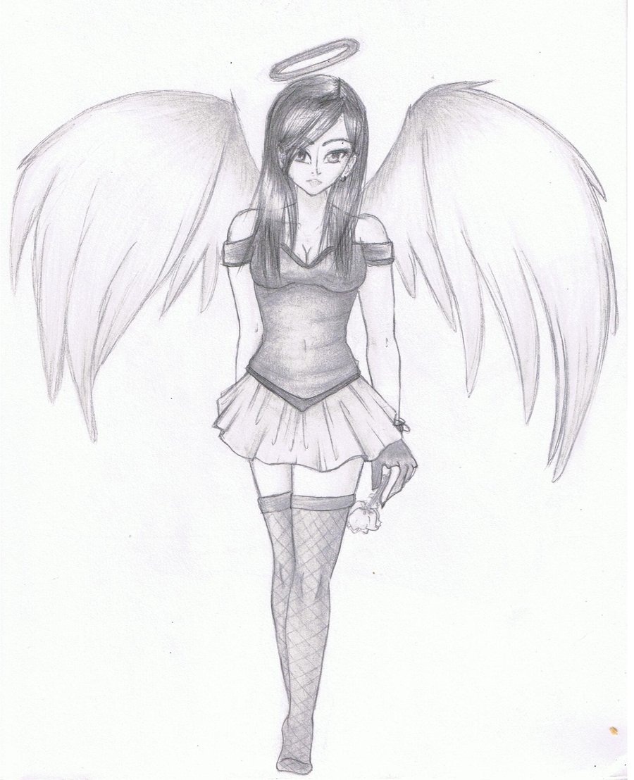 900x1108 Anime Female Angel Drawing Drawing Skill - Anime Angel Drawing