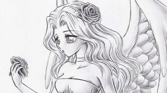 570x320 Cute Anime Angel Drawing Anime Collection - Anime Angel Drawing