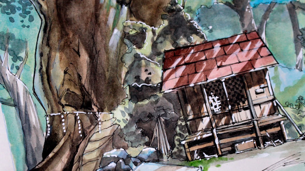 1280x720 Drawing Anime Landscape - Anime Background Drawing