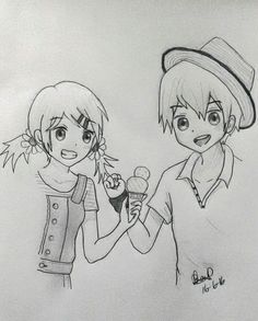 Friendship Anime Girl And Boy Sketch