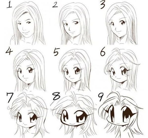600x558 How To Draw Anime Characters Step - Anime Cartoon Drawing
