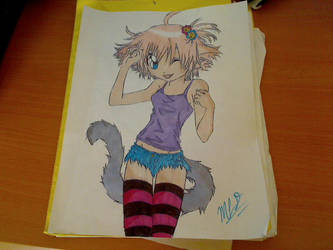 333x250 Drawing Of Anime Cat Girl - Anime Cat Girl Drawing