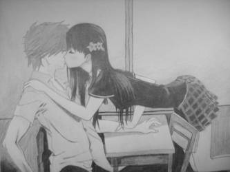 333x250 anime couple kissing - Anime Couple Kissing Drawing