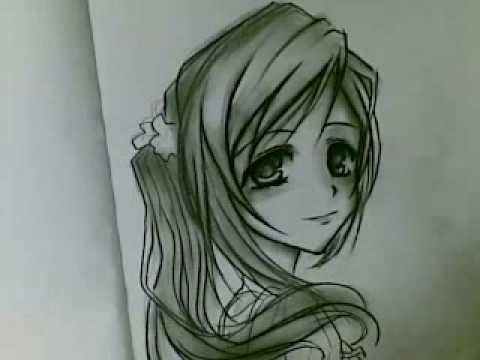 480x360 Drawing Cute Anime Girl Using Charcoal! - Anime Cute Girl Drawing