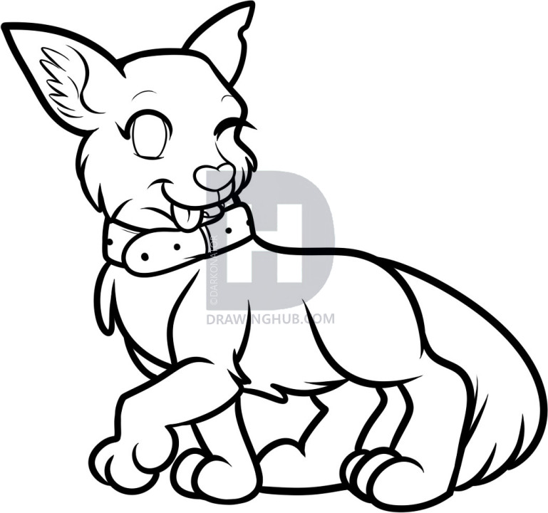 769x720 How To Draw An Anime Dog, Anime Dog, Step - Anime Dog Drawing