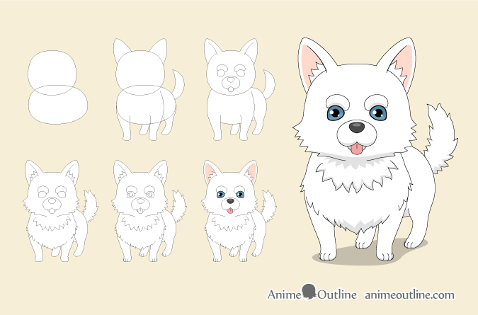 675x445 How To Draw A Cute Anime Dog In Steps - Anime Dog Drawing