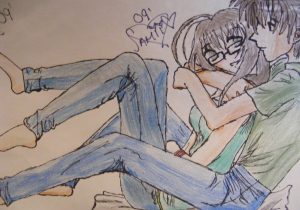 300x210 Couple Cartoon Wallpaper Sketch Animated, Art, Cartoon, Couple - Anime Drawing Gif