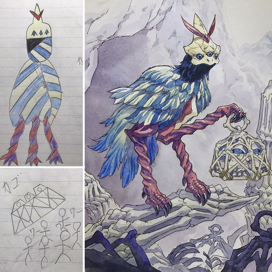 880x880 dad turns his sons' doodles into anime characters, and the result - Anime Drawings