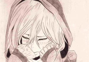 Orasnap Crying Sad Girl In Hoodie Drawing