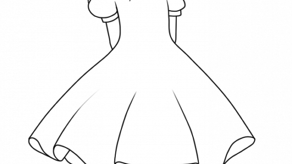 570x320 Drawing Of Girl In Dress - Anime Dress Drawing