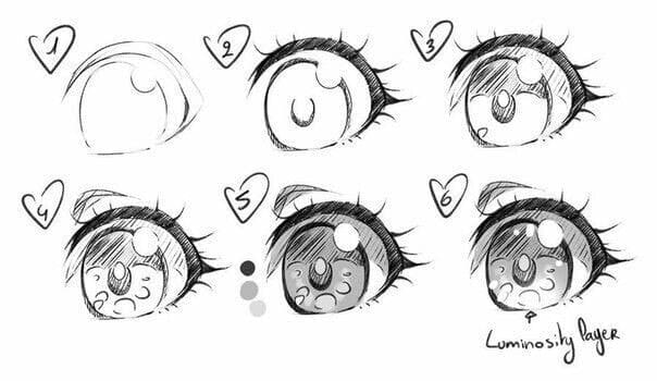 604x350 How To Draw Cute Eyes On We Heart It - Anime Eyes Drawing