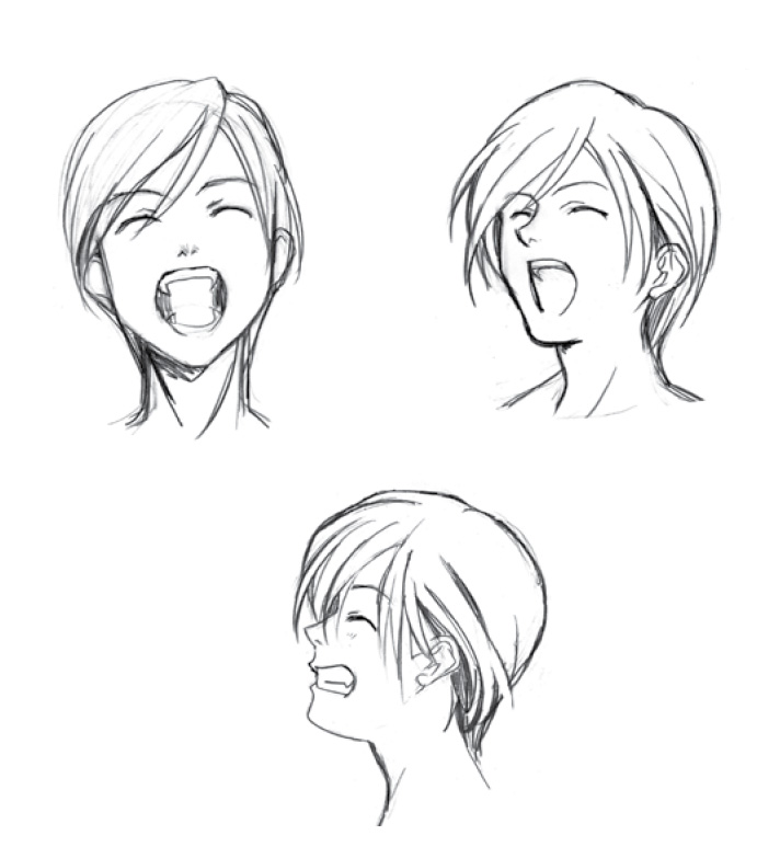 712x783 How To Draw A Laughing Face For Manga Or Anime - Anime Face Drawing