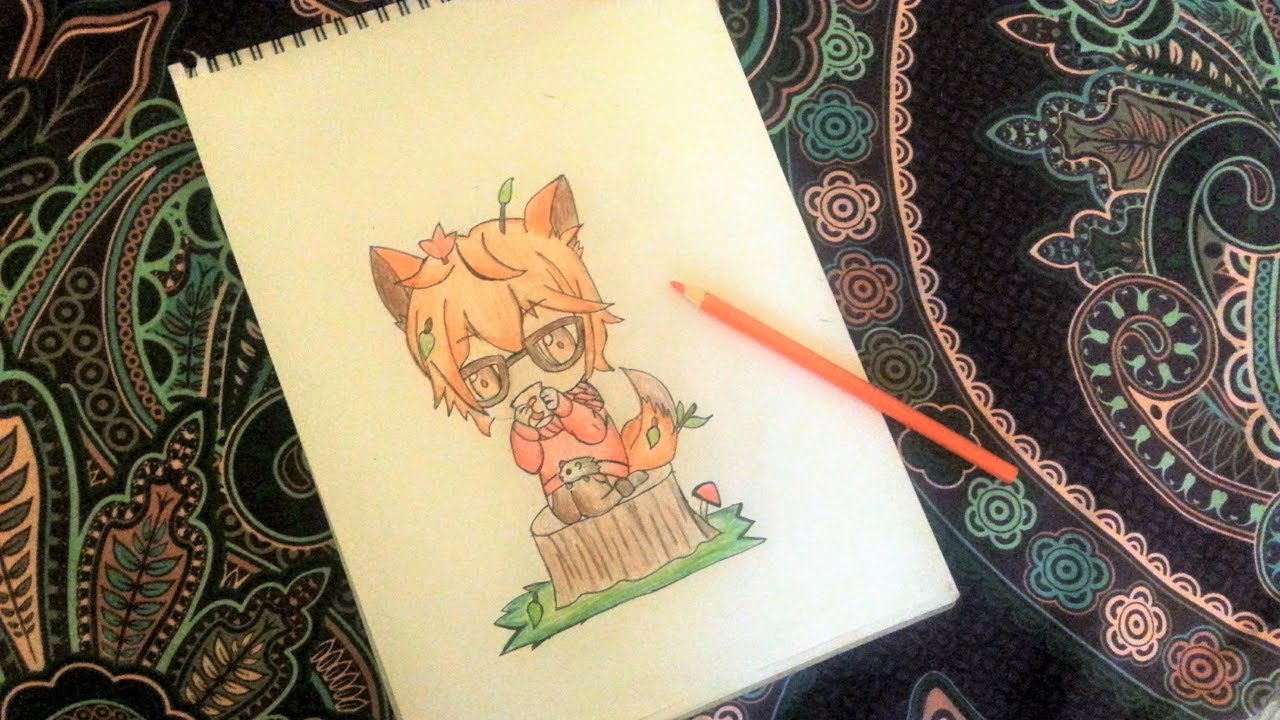 1280x720 How To Draw Anime Boy With A Fox Ears And Hot Chocolate - Anime Fox Drawing